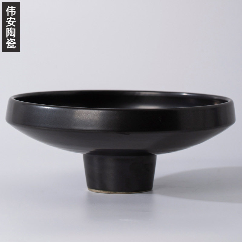 景德镇陶瓷小花瓶新中式剑山花器台面花插复古花瓶摆件果盘装饰品