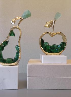 美式轻奢居家客摆属件果造型金JVD工艺品厅样板间玄关软装晶石摆