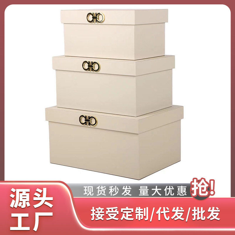 样板房衣帽间皮质收纳箱双D金属摆件轻奢收纳整理储物盒家用箱子