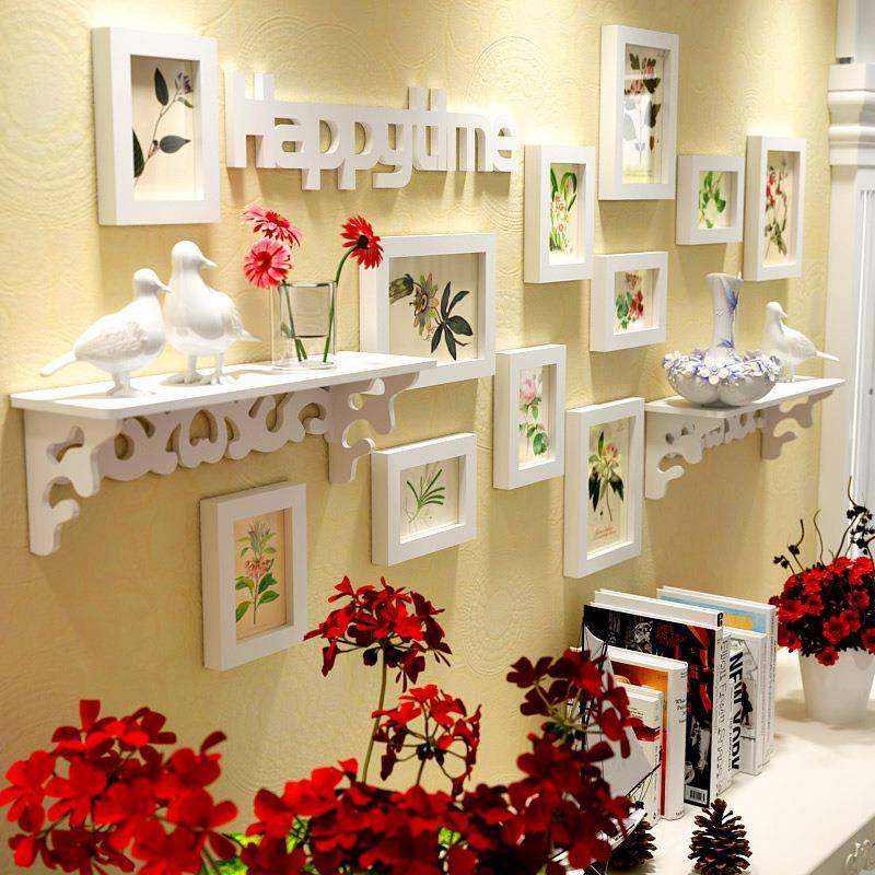 邮雕2432花圆素实木相现代创意照片相框墙组合带包置01物框架