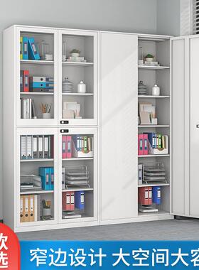 办公室文件柜密柜码柜锁档案SY-WJG06纯白铁皮财务凭证柜玻璃资门