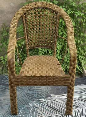 藤编子家椅用休户外庭院花园装KUU饰露台置布防晒藤椅老人靠背闲