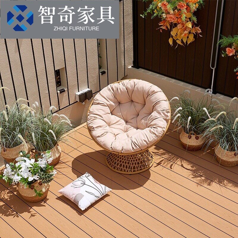 户外沙发椅雷达懒人椅休闲庭院民宿柔软靠背可旋转编藤网红少女椅