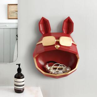 北欧简约式大嘴口法斗家用壁饰收纳盒创意墙上壁挂式免打孔置物架