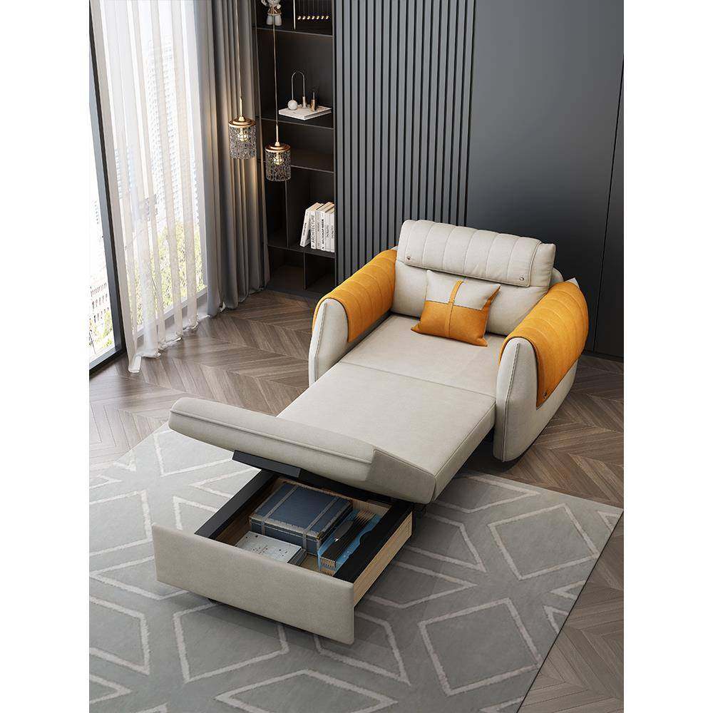 沙发床折叠两用客厅阳台多功能小户型单人位可伸缩带储物款