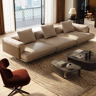 保罗约翰意大利编织沙发意式轻奢设计师款简约现代真皮沙发