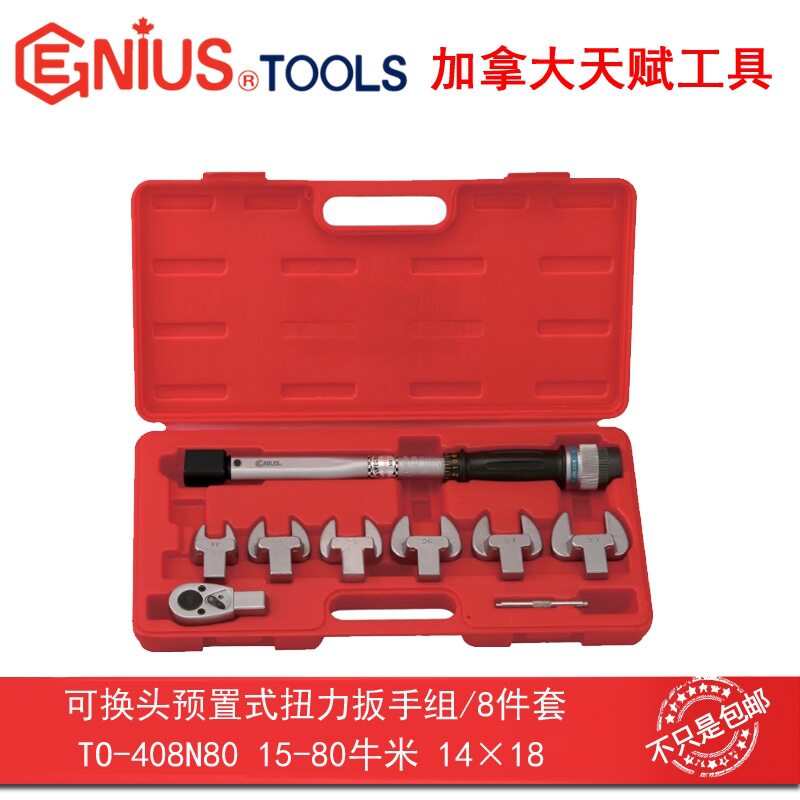 GENIUS天赋进口工具10件套可换头预置式扭力扳手组TO-408N80