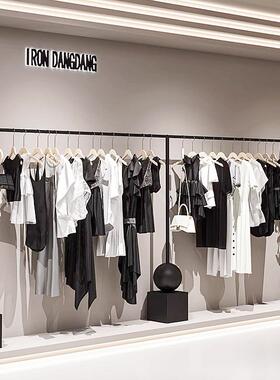 衣服展示架服装店落地式专用铁艺黑色挂衣架组合女装中岛陈列货架