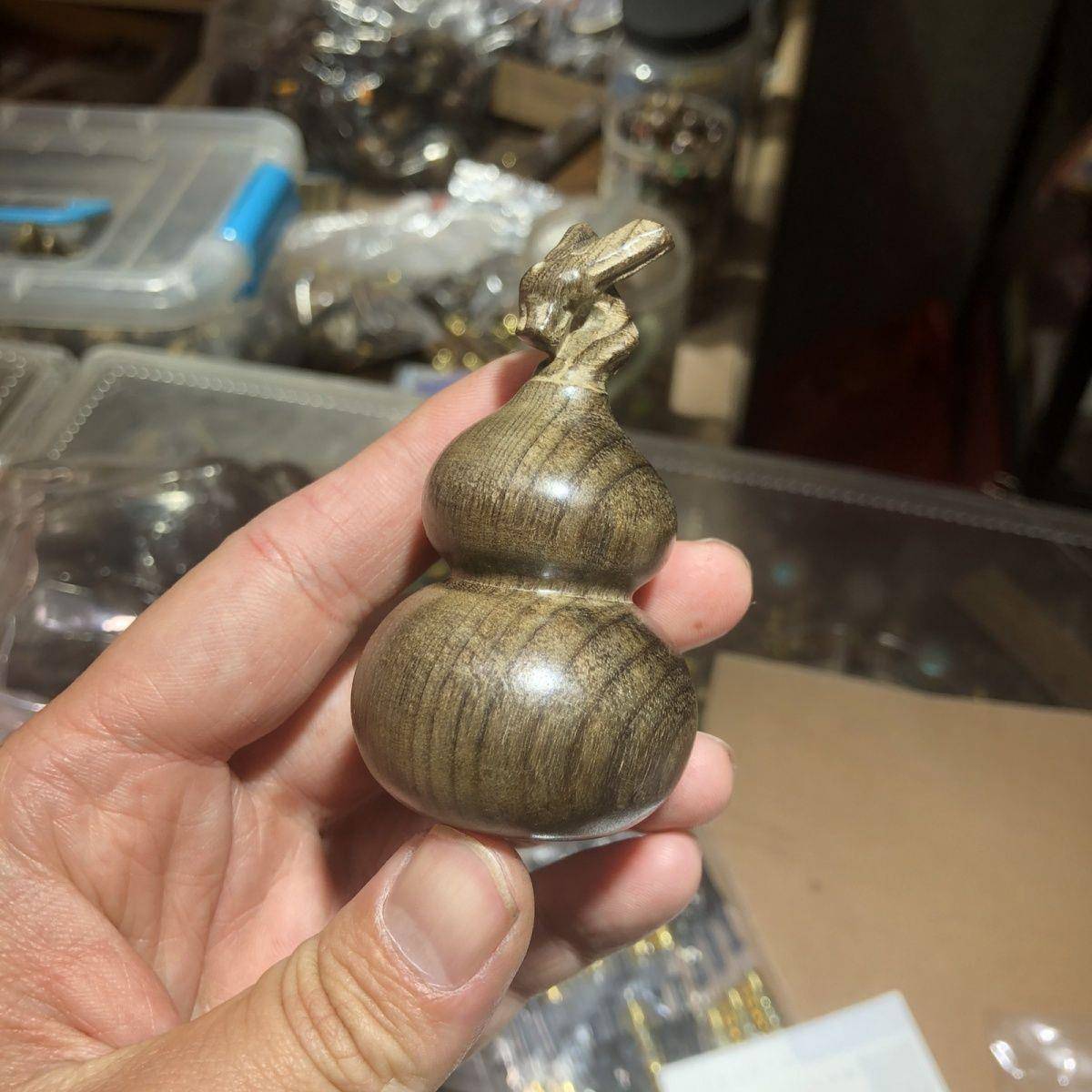 金丝楠木阴沉木雕龙头葫芦手把紫皮把玩精品实木汽车挂件工艺品