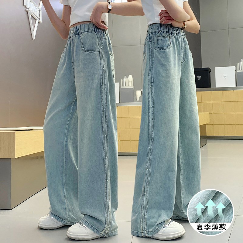 女童夏季薄款牛仔长裤儿童裤子2裤子