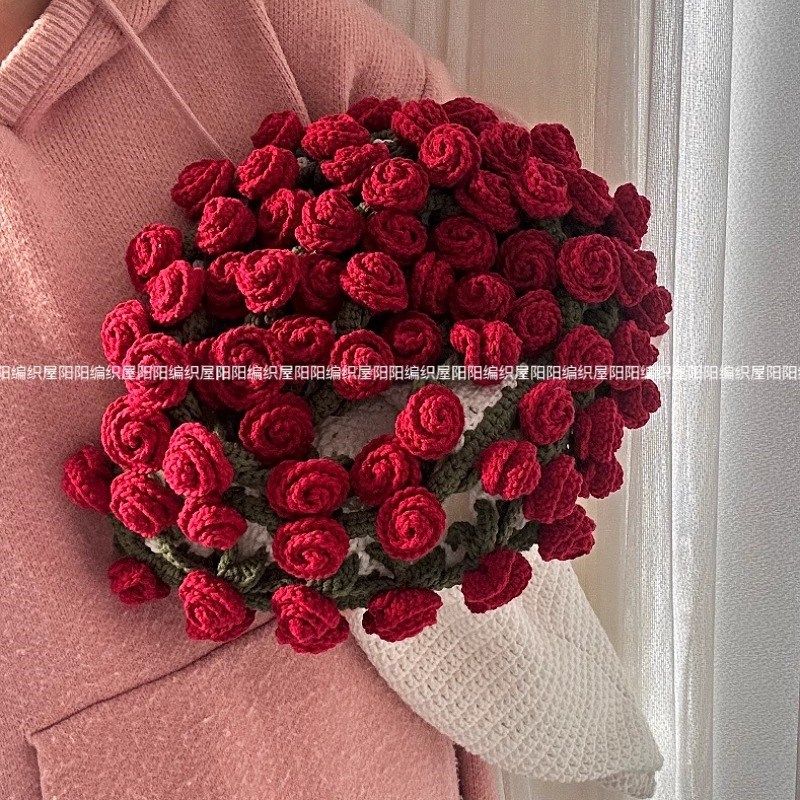 diy手工编织玫瑰花毯子花束材料包沙发抱毯教师节母亲节闺蜜礼物图片