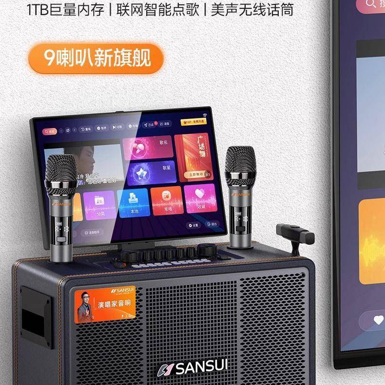 山水PE125户外K歌卡拉OK音响带显示屏配拉杆自带点歌系统