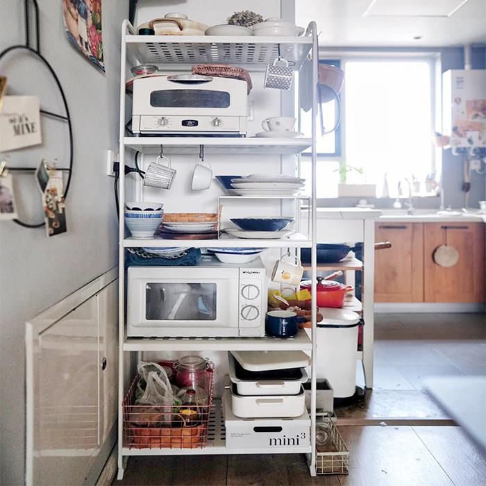 A9L厨房置物架多层落地微波炉烤箱收纳架铁质宜整理架北欧家用搁