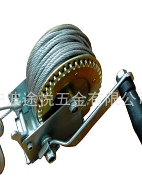 供应2000LBS手摇绞车手动绞盘带10米钢丝绳游艇拖车绞盘