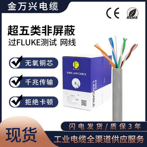 超五类CAT5e4*2*0.5非屏蔽网络线8芯千兆电脑宽带监控网线双绞线