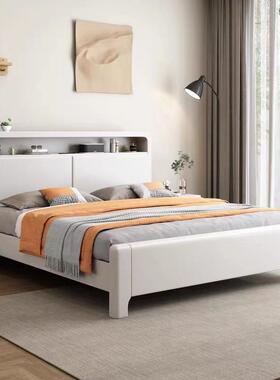 北欧实木床物1.5双人主卧床现高代简约18906#-1米大床气.压箱储工