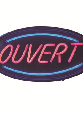 供应霓虹OUVERT法语open标识牌店门灯牌