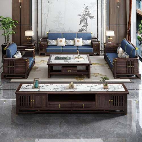 新中式紫金檀木实木沙发客厅沙发客厅成套实木别墅沙发冬夏两用