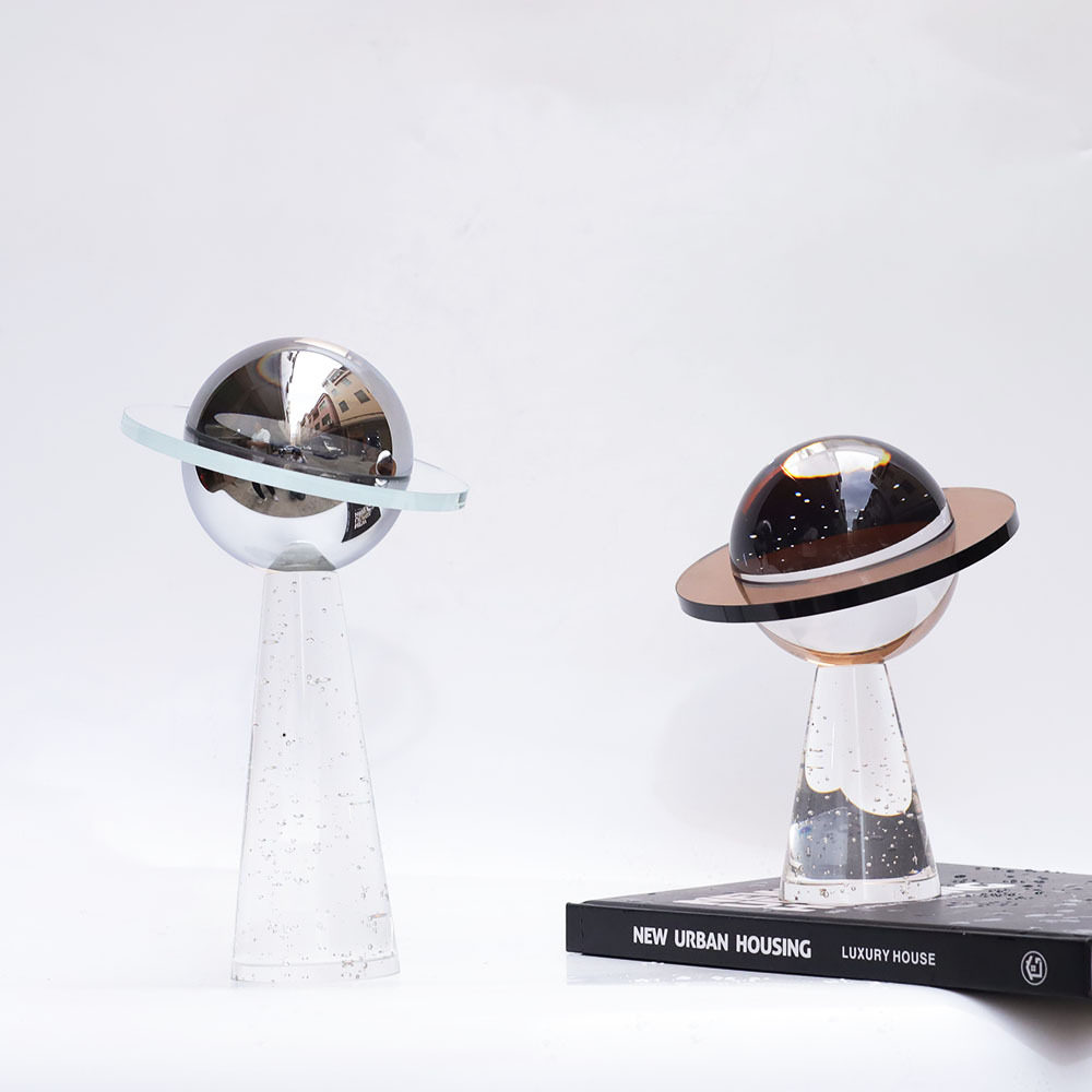 现代简约欧式水晶玻璃星球摆件书镇创意摆设样板房软装饰品