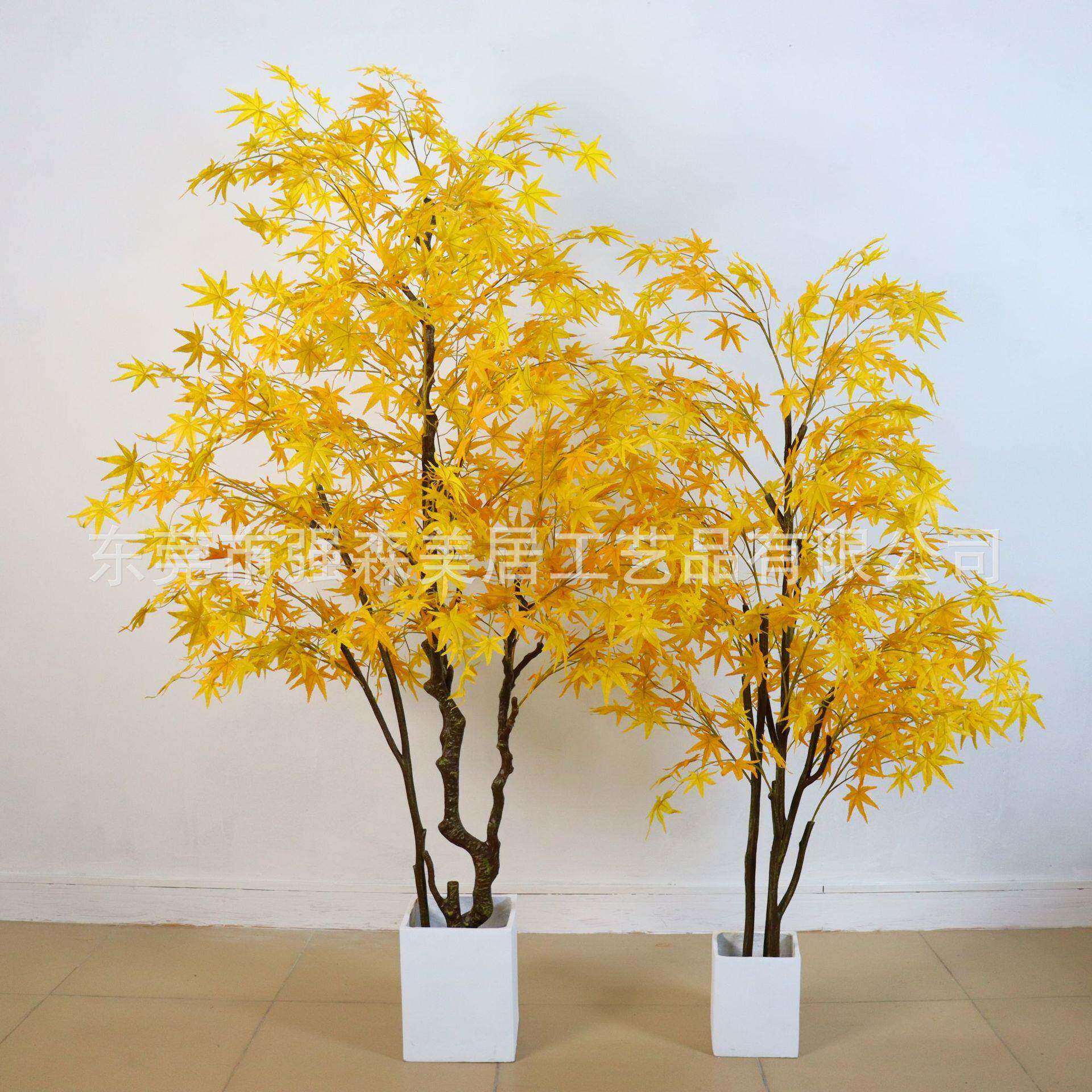 仿真枫树盆栽大型植物黄枫树室内庭院造景植物装饰摆放假枫树