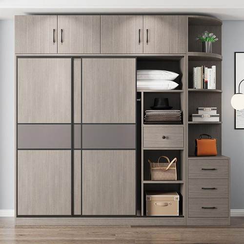 9U实木衣柜家用卧室出租房用简易经济型包安装储物收纳推拉门衣柜