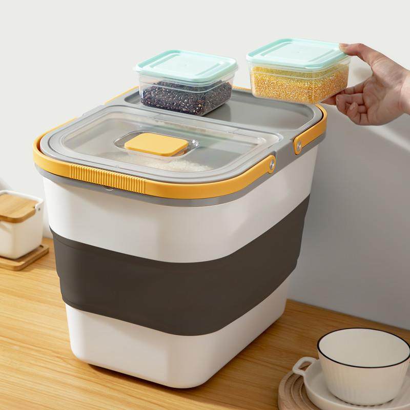 家用翻盖米桶防虫防潮大容量米缸五谷杂粮密封桶滑轮家用储米桶