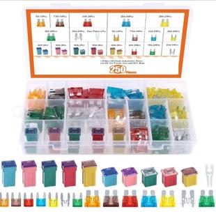 250件汽车保险丝组合套件标准迷你叶片低高STD型材箱形各种保险丝