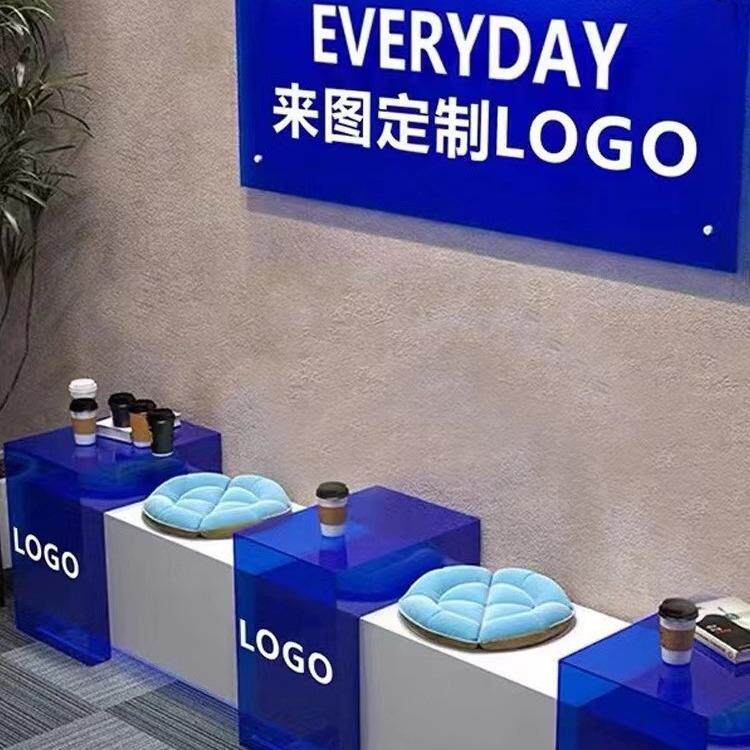 吧台L型展示架彩色亚克力网红装饰道具奶茶店展示盒摆件LOGO打印