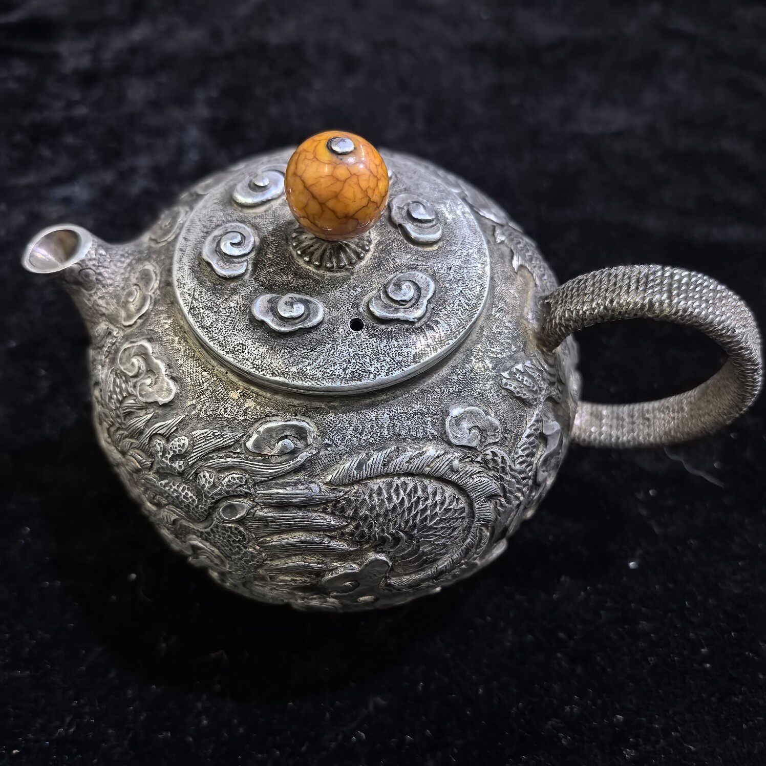 古玩杂项收藏仿古做旧精品龙壶鎏刻龙酒壶茶壶工艺品摆件