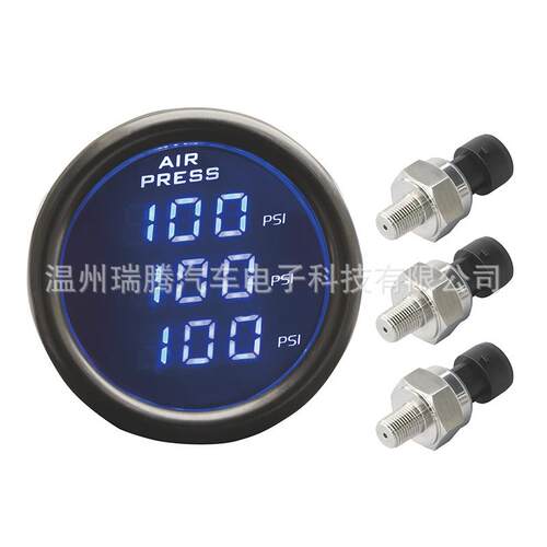 NPT1/8改装数字三屏套装表φ52mm2米线适用汽车/卡车/工程车