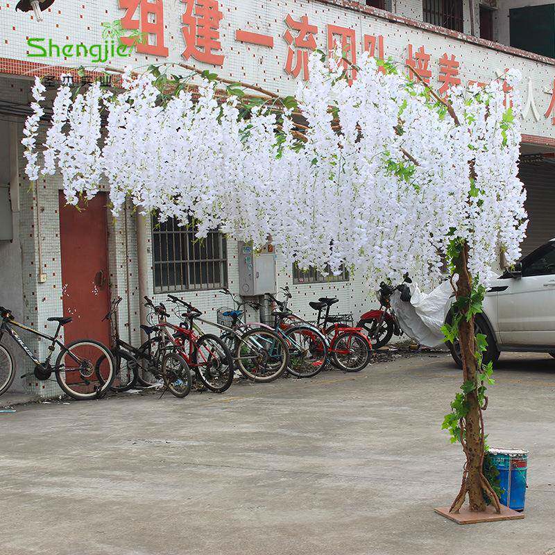 仿真白色豆花树婚庆拱门花树装饰绢布假花仿真树仿真紫藤花树