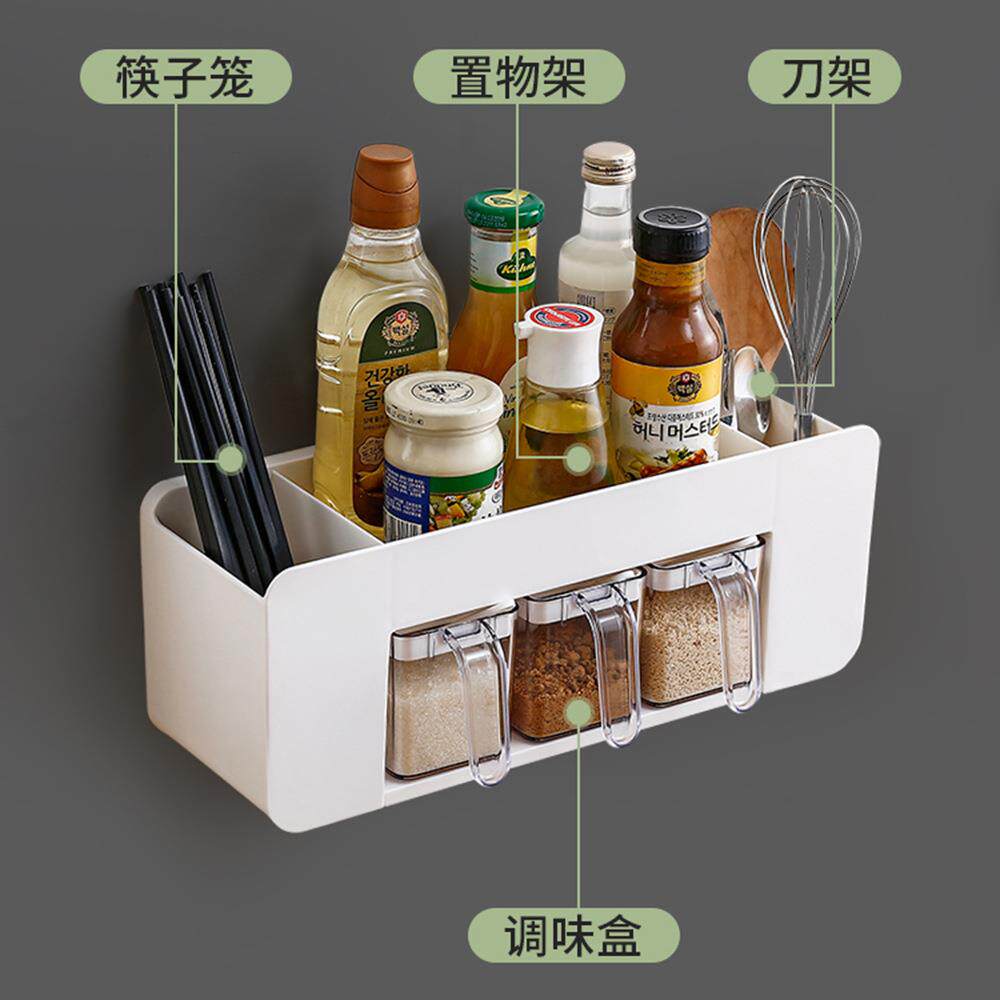 直销厨房用品套装中式调料盒塑料三格调味盒多功能置物架
