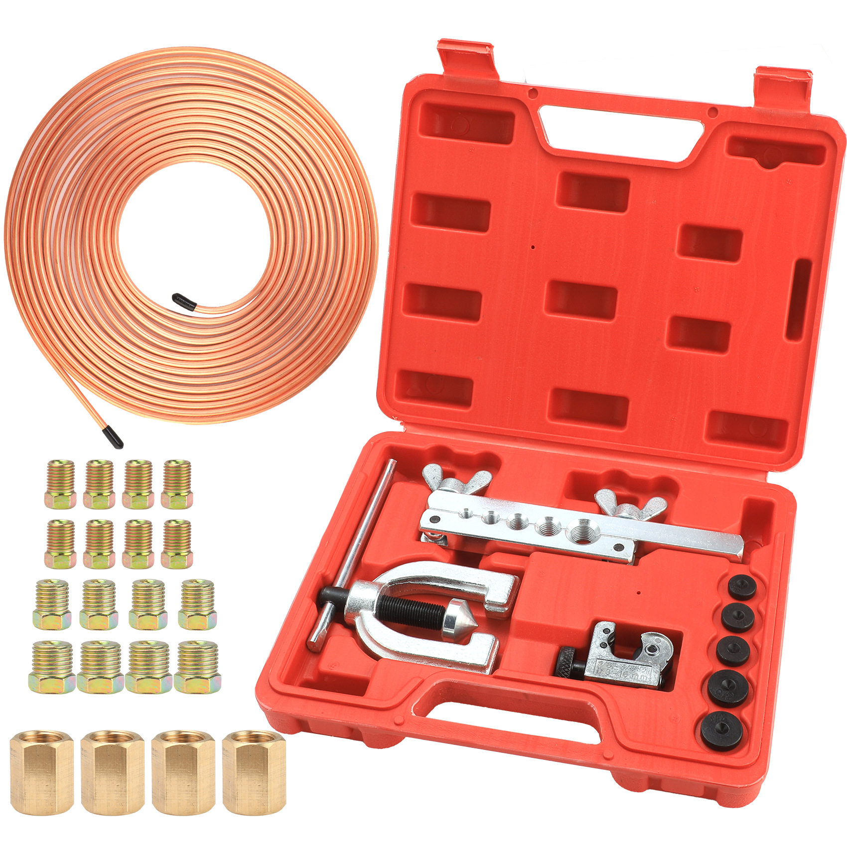 刹车线管带工具套件铜涂层 3/16 刹车线套件带双和单喇叭工具套件