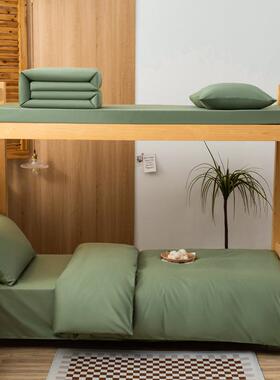 全棉宿舍三件套学生单人床纯棉宿舍上下铺军绿色床单三件套