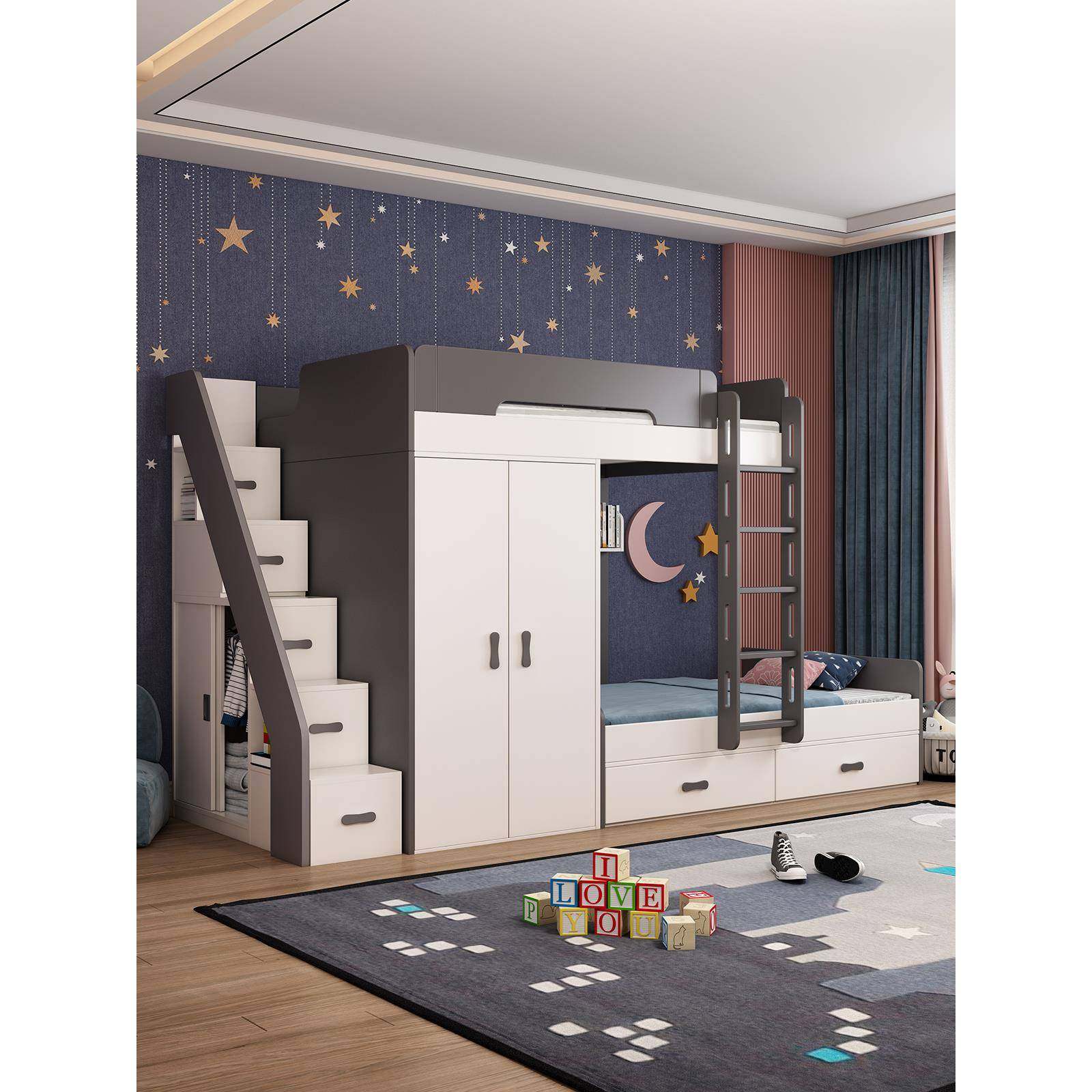 榻榻米上下床交错式高低床错位型带衣柜儿童床上下铺小户型子母床,机械设备,其他机械设备,淘宝优惠券,粉丝福利购,淘宝优惠卷