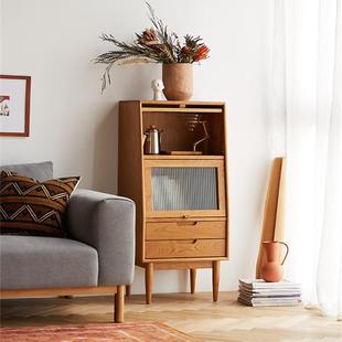 北欧实木电视边柜小收纳柜客厅沙发储物小立柜高柜卧室床边小斗柜
