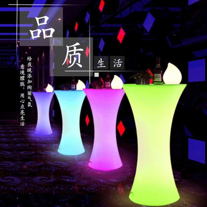 LED酒吧桌七彩发光吧台灯小蛮腰酒桌酒店KTV防水鸡尾酒桌防水设计