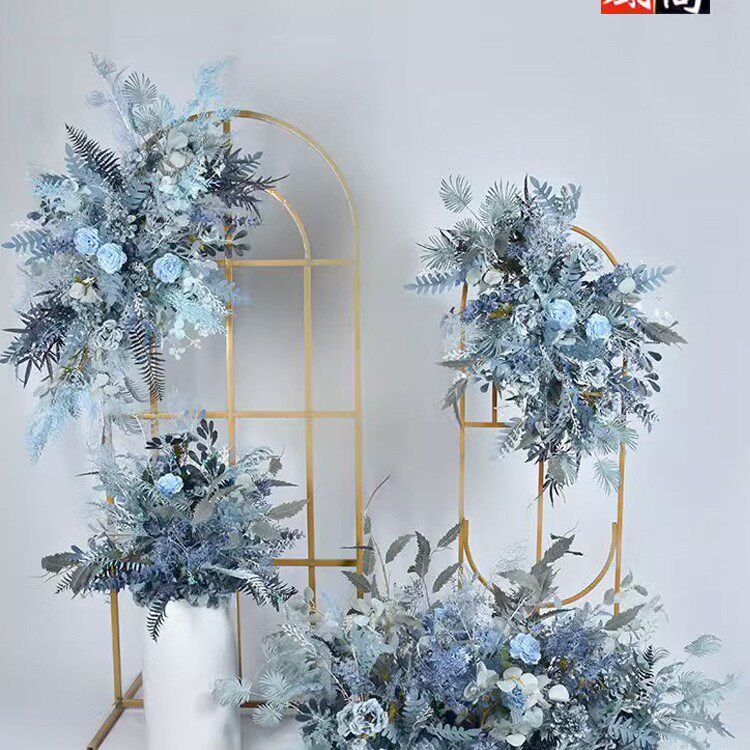 婚庆仿真花假花排花拱门挂花雾蓝色绢花婚礼舞台背景布置路引花艺