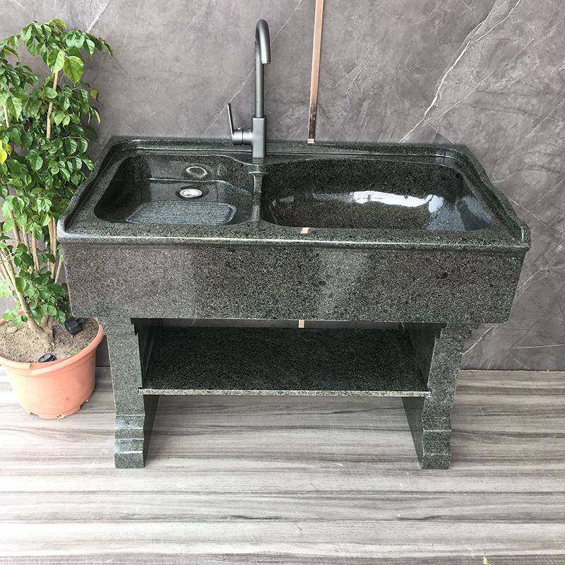 花岗岩洗衣台石材阳台石头水池庭院大理石洗衣池带搓衣板一体台盆