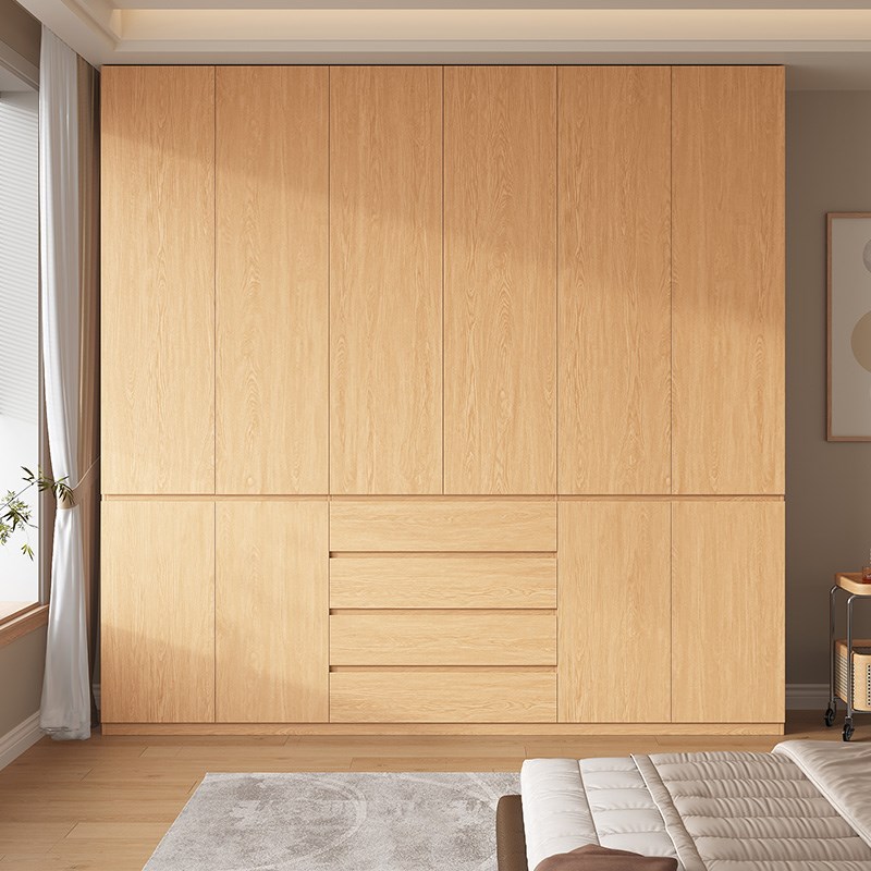 定制全实木衣柜家用卧室原木风橡木C衣橱四六门分段式新款2024爆