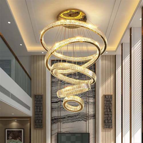 别墅客厅大吊灯LOFT式山楼挑灯空吊广东中灯875具现代复轻奢楼梯