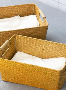 手ZwBk5mnZ工桌编织收纳篮编藤竹编零食收纳筐橱柜面储物整理箱收