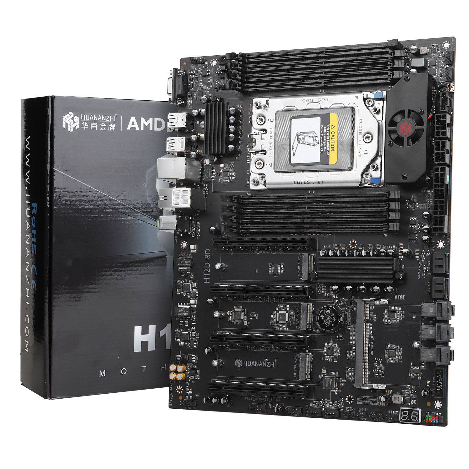 华南金牌H12D-8D主板AMD霄龙EPYC7002/7003处理器7K62带BMC服务器