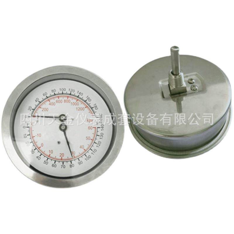 温压表WY-80Z/100Z水暖测温表轴向温压表不锈钢温度压力一体表