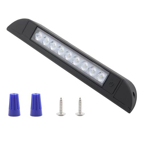 12-24V房车游艇改装开关9LED长条形车内照明灯4.5W黑色外壳