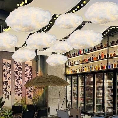 云朵吊灯装饰幼儿园店铺商用棉花儿童网红创意白云吧氛围云彩灯