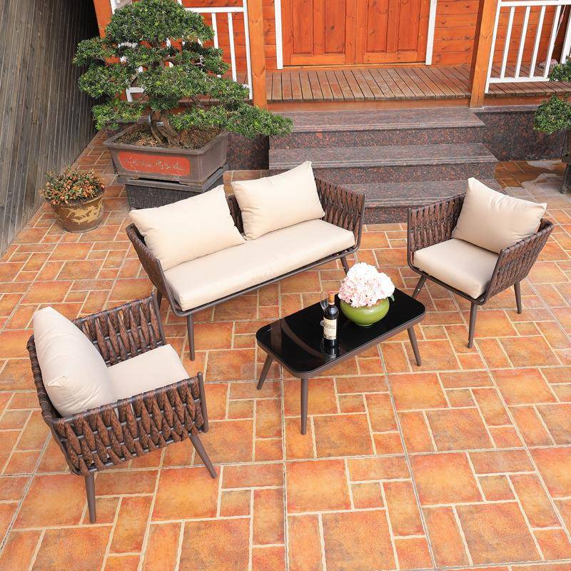 户外沙发椅组合三件套整装客厅小户型北欧藤编沙发室外阳台套件