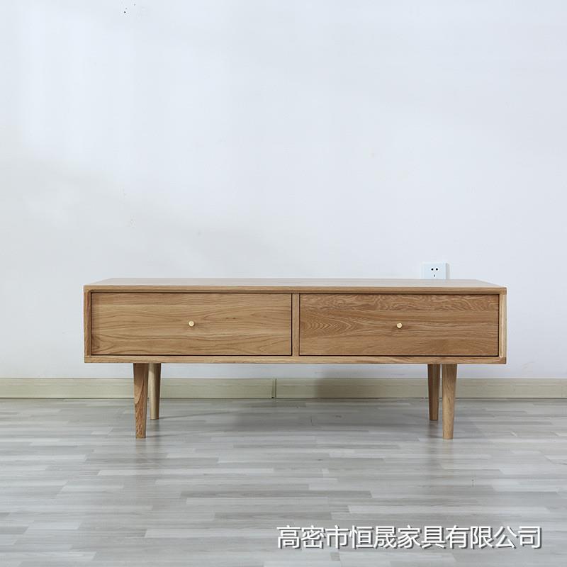 北欧实木云端白橡木客厅茶几现代简约客厅小户型四抽茶几现货