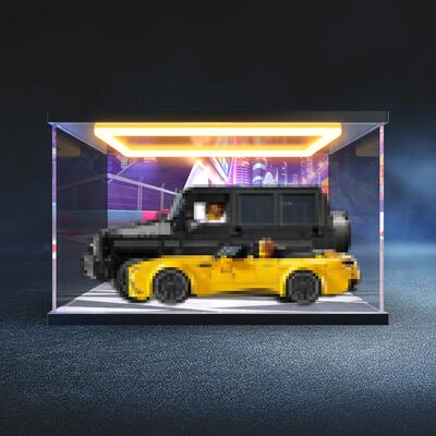 回灯亚克力主题背景收纳盒适用76924梅赛德斯AMG积木模型拼装玩具