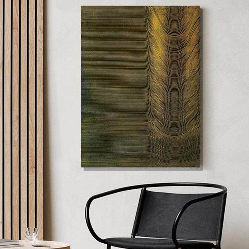 现代轻奢入户玄关装饰画走廊过道竖版高档挂画立体手绘油画实物画